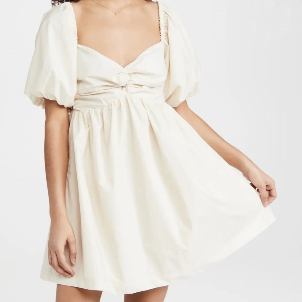En Saison Cream Puff-Sleeve Mini Dress